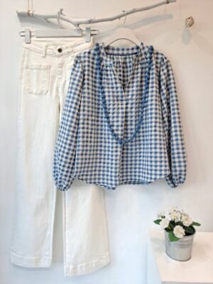 Blusa vichy azul - Imagen 2