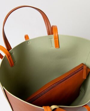 Bolso reversible verde-camel - Imagen 4