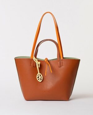 Bolso reversible verde-camel - Imagen 2