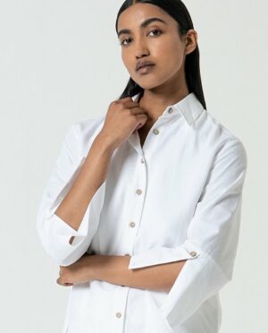 Camisa blanca lino - Imagen 2