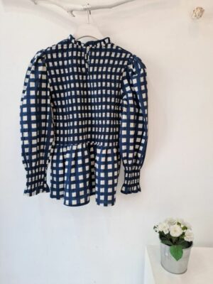 Blusa cuadros marino - Imagen 2