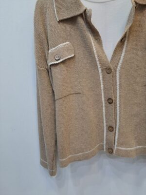 Chaqueta punto bolsillos camel - Imagen 3