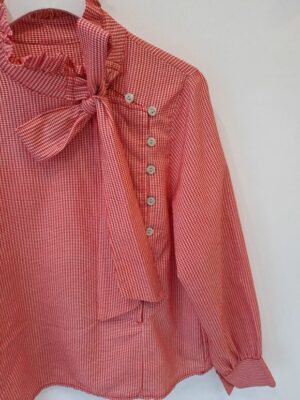 Camisa vichy roja botones - Imagen 2