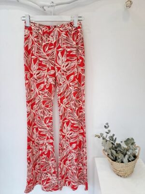 Pantalón campana estampado rojo