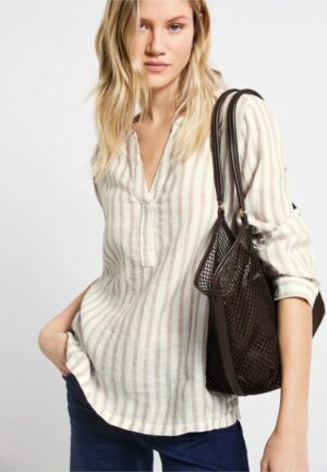 Camisa lino rayas beige - Imagen 2