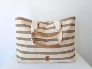 Bolsa mediana rayas taupe