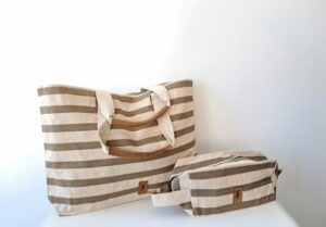 Neceser rayas taupe - Imagen 3