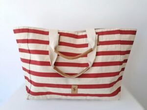 Bolsa grande rayas granate