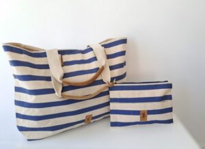 Bolsa mediana rayas marino - Imagen 2