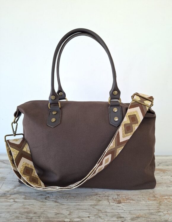 Bolso lona marrón personalizado