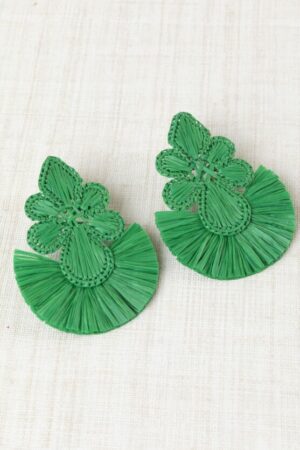 Pendiente maxi rafia verde