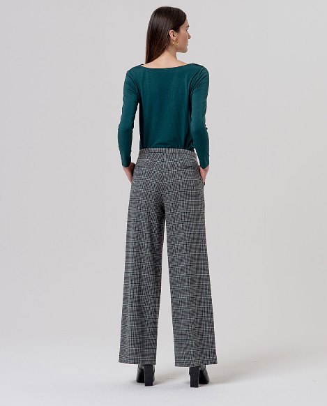 Pantalón ancho cuadros gris - Imagen 2