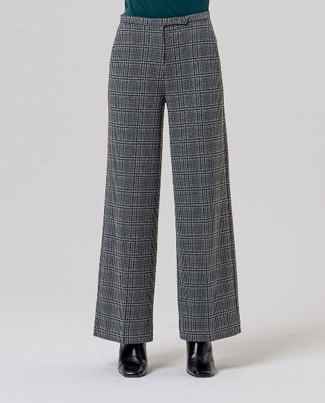 Pantalón ancho cuadros gris - Imagen 3