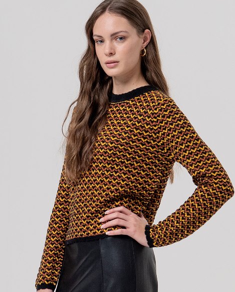 Jersey zig zag negro y mostaza - Imagen 2