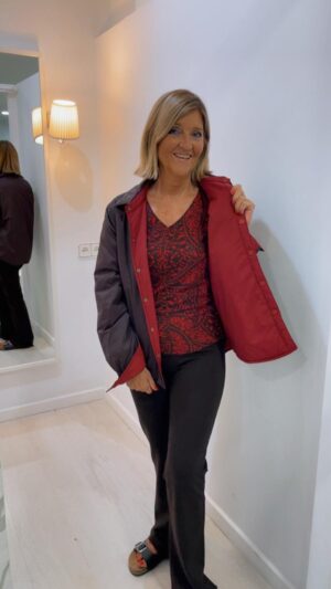 Chaqueta reversible chocolate y granate