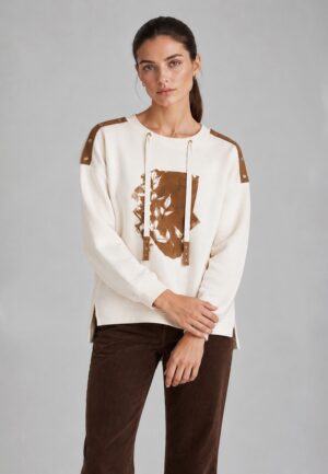 Sudadera beige flor