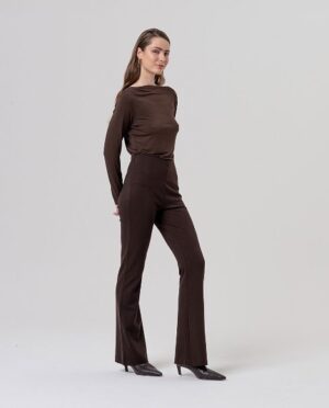Pantalón campana marrón
