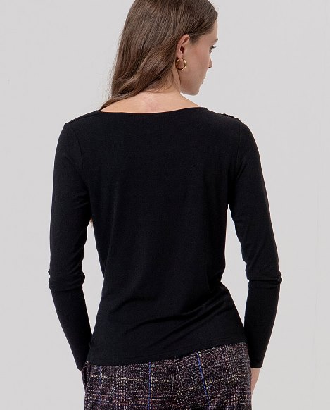 Camiseta cuello barco negra - Imagen 3