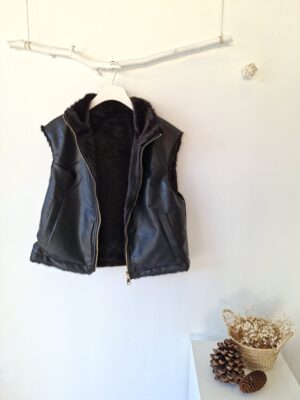 Chaleco reversible polipiel negro